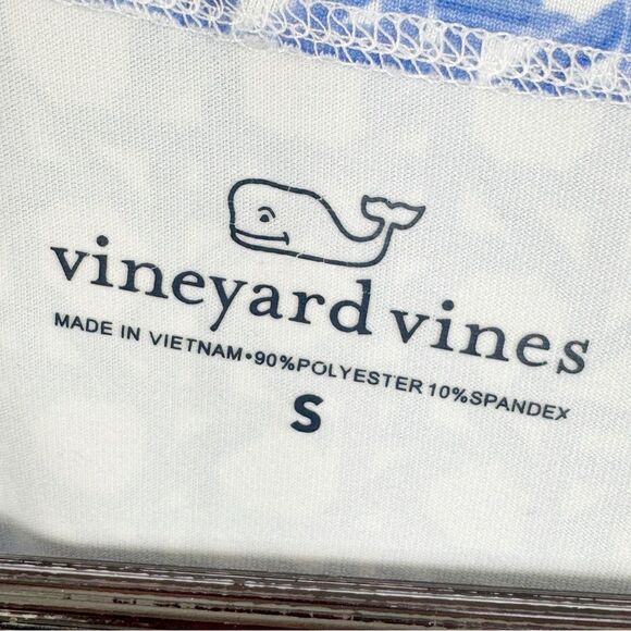 Vineyard Vines Basket Print Simple Boatneck Tee Shirt UPF50 Blue White Small - Picture 9 of 12